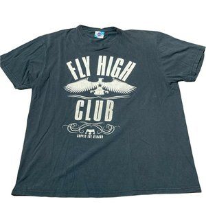 Vintage Fly High Club T-Shirt Size XL Black Eagle Graphic Tee